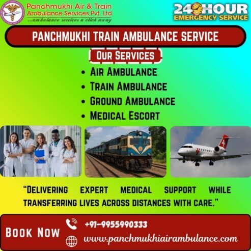 Hire Panchmukhi Train Ambulance Service in Ernakulam with Wide Range Medical Support Facility
