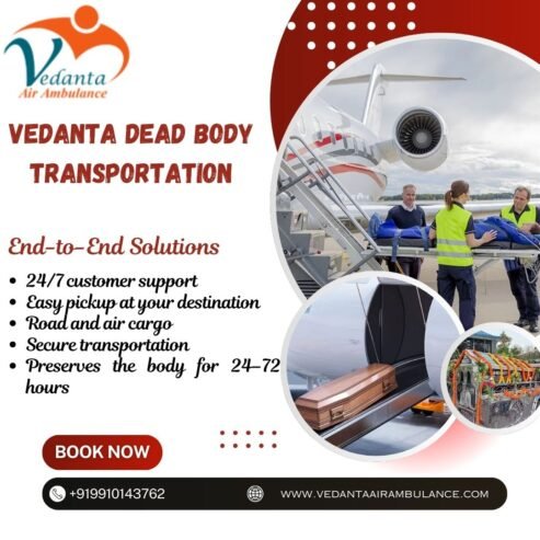 Vedanta Dead Body Ambulance in Hyderabad- 24/7 Mortuary Trolley Transportation Facility