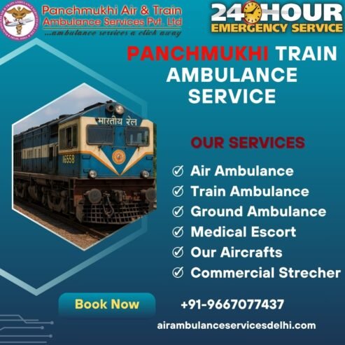 Select Panchmukhi Train Ambulance Service in Ranchi Provide All Types of Medical Equipment
