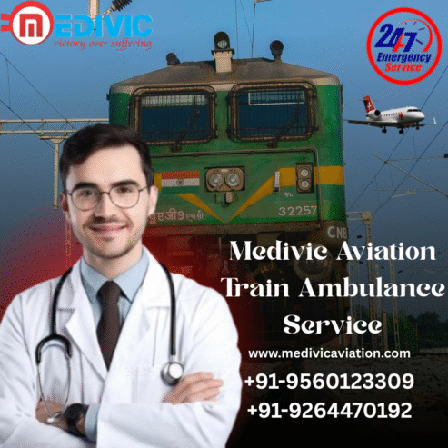 Medivic Aviation Train Ambulance Service in Varanasi provide timely to the destination