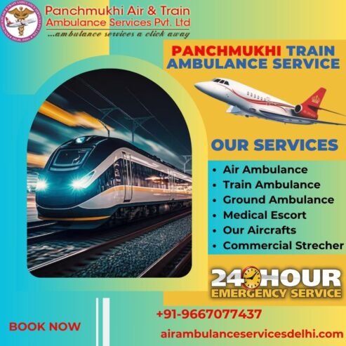 Hire Panchmukhi Train Ambulance service in Delhi with Highly Experience Doctor and Nurses